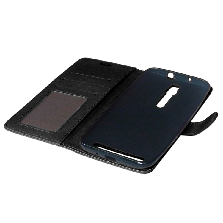 Anti-scratch Leather Wallet Phone Case for Asus Zenfone 2 ZE550ML ZE551ML - Black-8