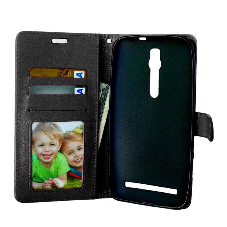 Anti-scratch Leather Wallet Phone Case for Asus Zenfone 2 ZE550ML ZE551ML - Black-9