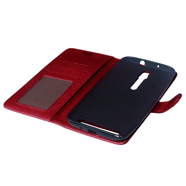 Anti-scratch Leather Wallet Phone Stand Accessory for Asus Zenfone 2 ZE550ML ZE551ML - Brown-8