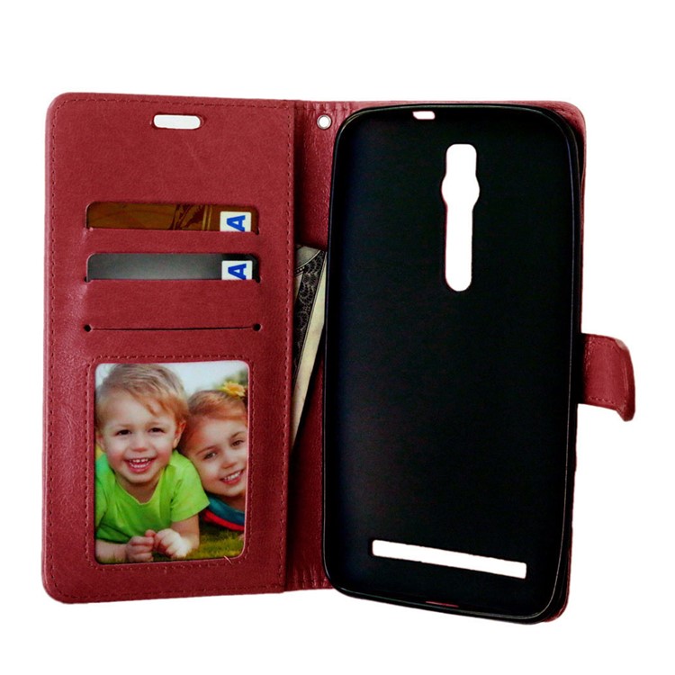 Anti-scratch Leather Wallet Phone Stand Accessory for Asus Zenfone 2 ZE550ML ZE551ML - Brown-9