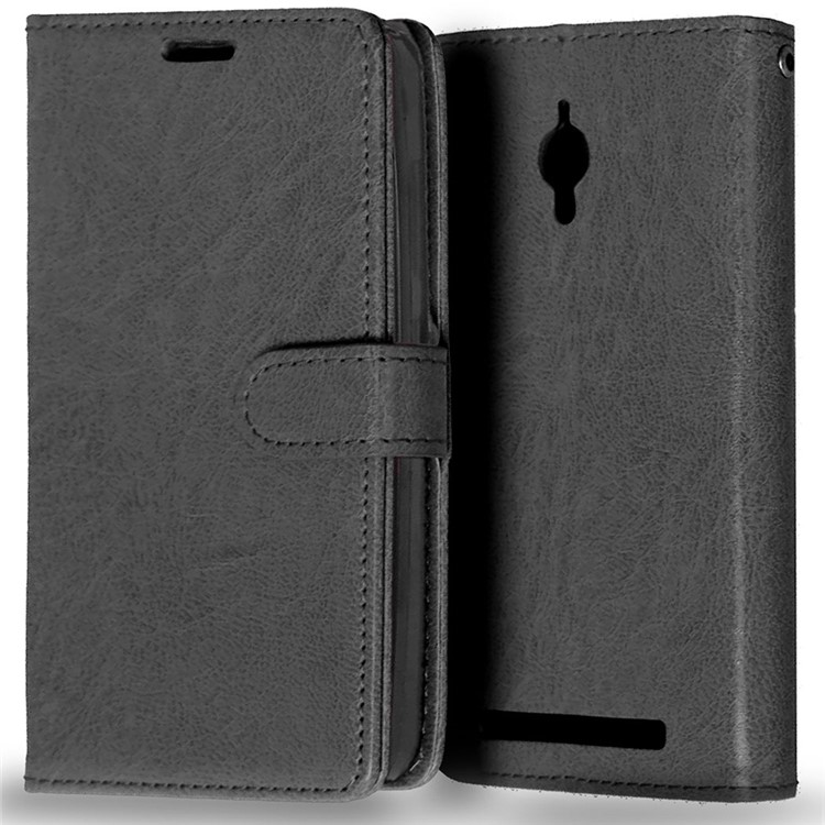Crazy Horse Leather Wallet Case for Asus Zenfone Go ZC500TG - Black-2