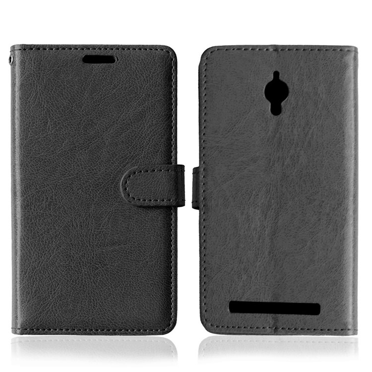 Crazy Horse Leather Wallet Case for Asus Zenfone Go ZC500TG - Black-3