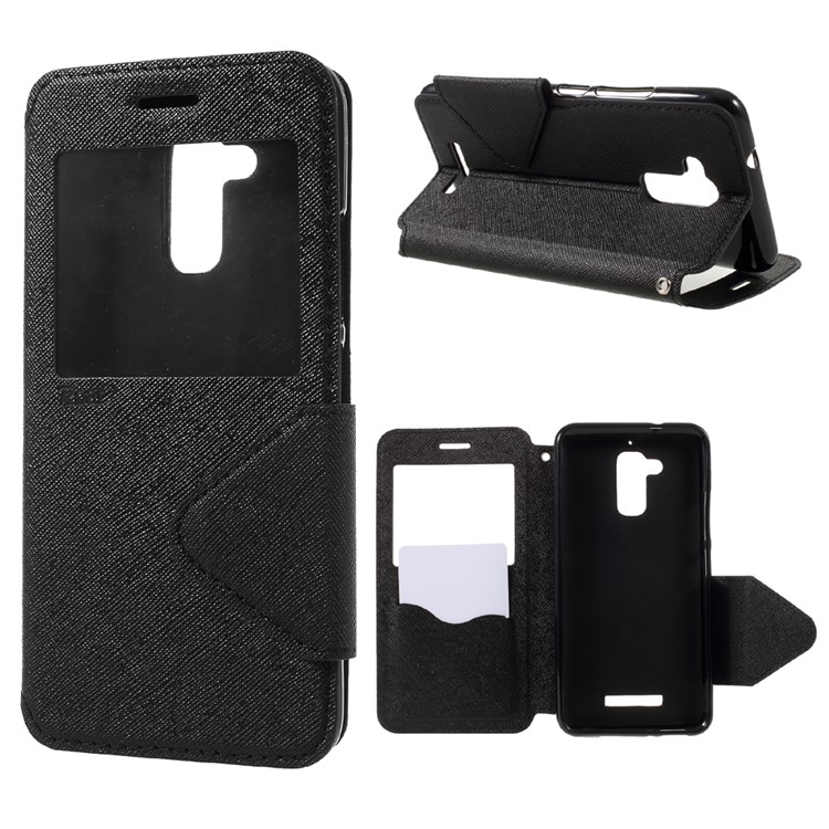 ROAR KOREA View Window Leather Flip Case for Asus Zenfone 3 Max ZC520TL - Black-1