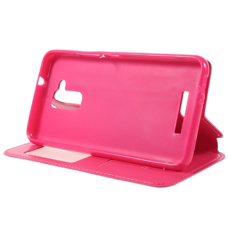 ROAR KOREA View Window Leather Stand Case with Card Holder for Asus Zenfone 3 Max ZC520TL - Rose-4