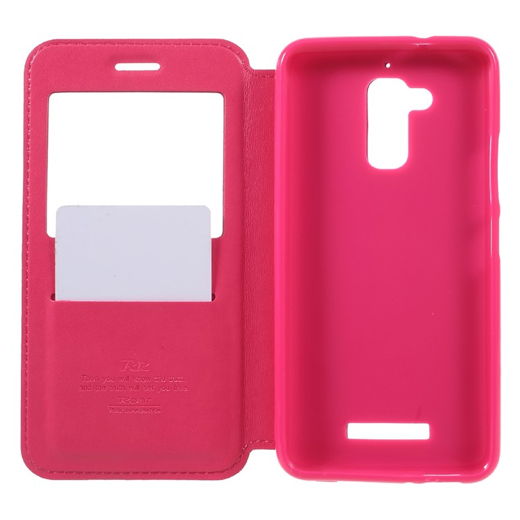 ROAR KOREA View Window Leather Stand Case with Card Holder for Asus Zenfone 3 Max ZC520TL - Rose-6