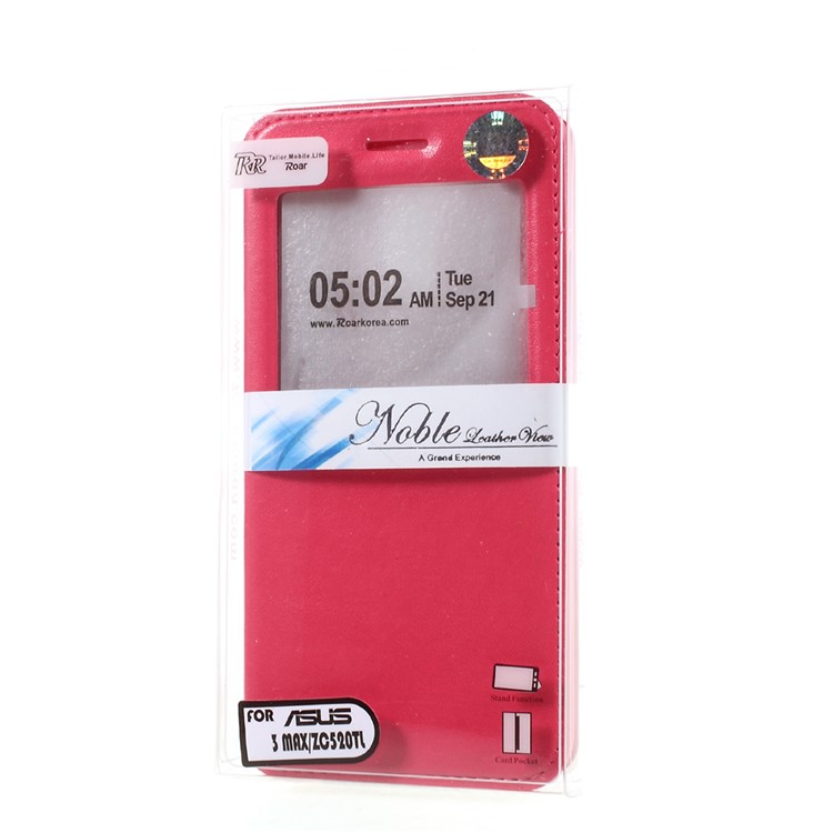ROAR KOREA View Window Leather Stand Case with Card Holder for Asus Zenfone 3 Max ZC520TL - Rose-7