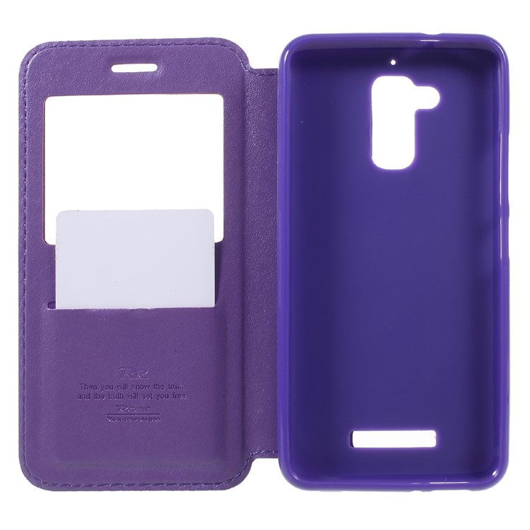 ROAR KOREA Card Slot Leather View Window Folio Case for Asus Zenfone 3 Max ZC520TL - Purple-6