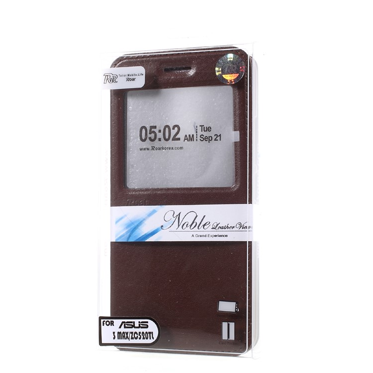 ROAR KOREA PU Leather View Auto-absorbed Mobile Casing for Asus Zenfone 3 Max ZC520TL - Brown-7