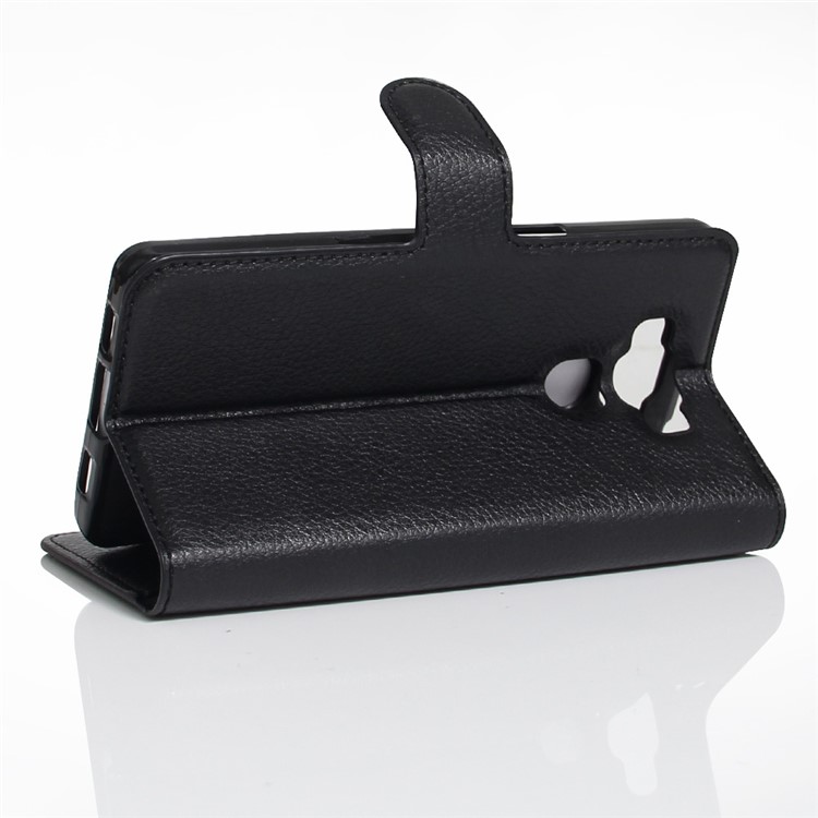 Lychee Grain Leather Case Wallet Stand for Asus Zenfone 3 Max ZC553KL - Black-5