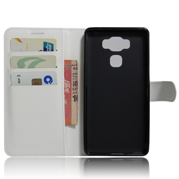 Lychee Grain Leather Wallet Stand Cover for Asus Zenfone 3 Max ZC553KL - White-4