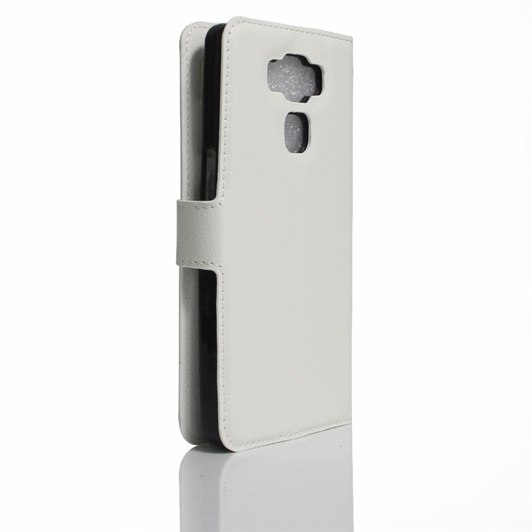 Lychee Grain Leather Wallet Stand Cover for Asus Zenfone 3 Max ZC553KL - White-5