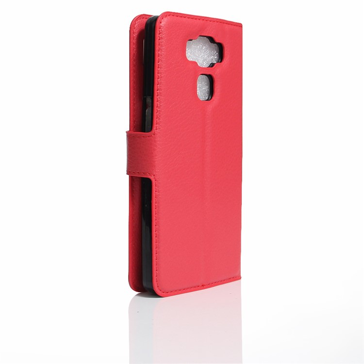 Lychee Grain Wallet Leather Phone Case for Asus Zenfone 3 Max ZC553KL - Red-2