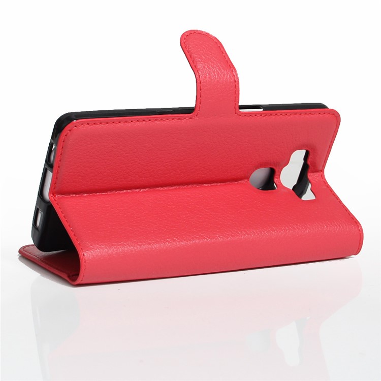 Lychee Grain Wallet Leather Phone Case for Asus Zenfone 3 Max ZC553KL - Red-3