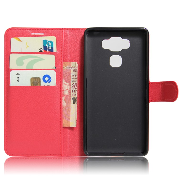 Lychee Grain Wallet Leather Phone Case for Asus Zenfone 3 Max ZC553KL - Red-6