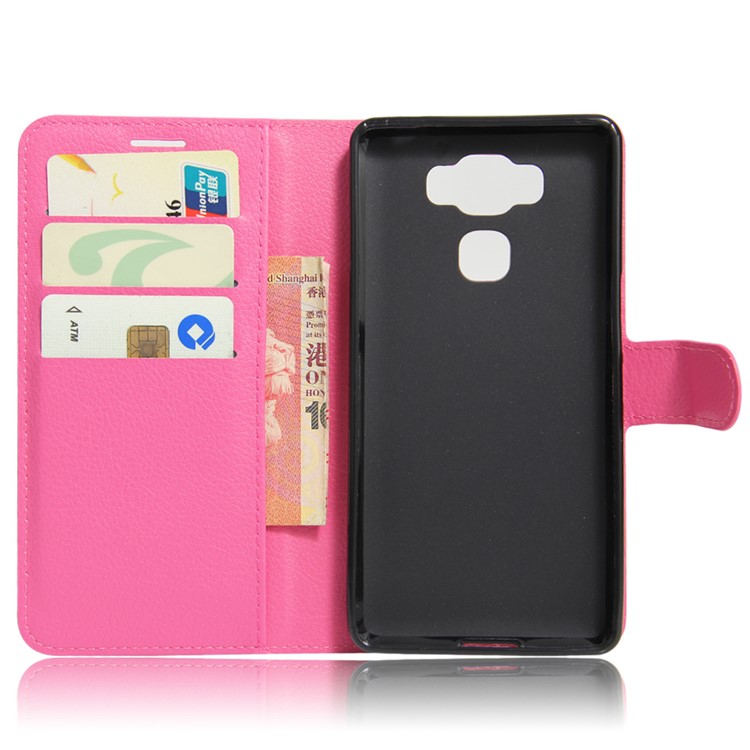Lychee Grain Leather Cover Card Holder for Asus Zenfone 3 Max ZC553KL - Rose-3