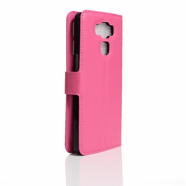 Lychee Grain Leather Cover Card Holder for Asus Zenfone 3 Max ZC553KL - Rose-4