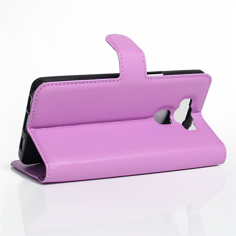 Lychee Grain Leather Wallet Mobile Casing for Asus Zenfone 3 Max ZC553KL - Purple-3