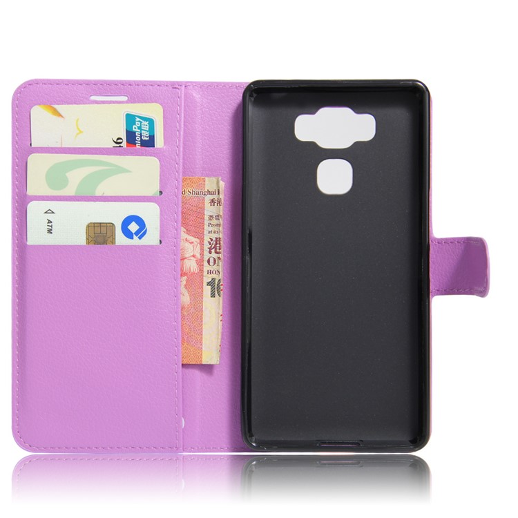 Lychee Grain Leather Wallet Mobile Casing for Asus Zenfone 3 Max ZC553KL - Purple-6