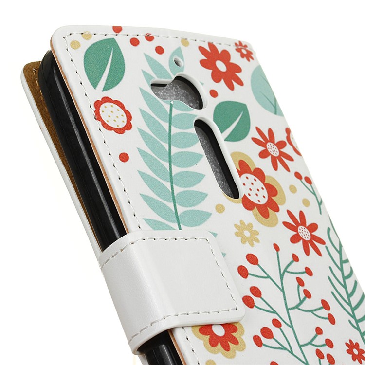 Patterned Leather Stand Phone Case for Asus Zenfone Go ZB500KL - Flowers and Leaves-3