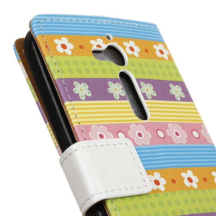 Patterned Leather Stand Flip Shell Cover for Asus Zenfone Go ZB500KL - Colorful Stripes & Flowers-3