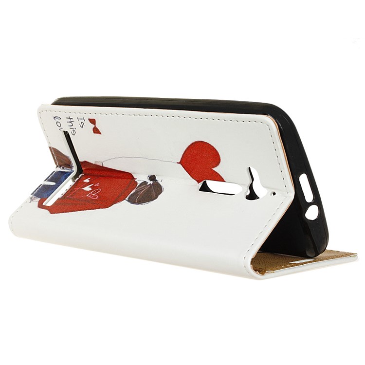 Patterned Leather Card Holder Phone Casing for Asus Zenfone Go ZB500KL - Girl Holding Balloon-4