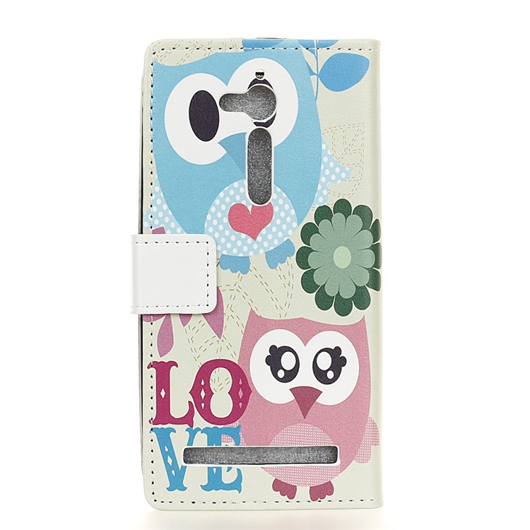 Patterned Leather Card Holder Cover Mobile Accessory for Asus Zenfone Go ZB500KL - Cute Owl Lovers-2