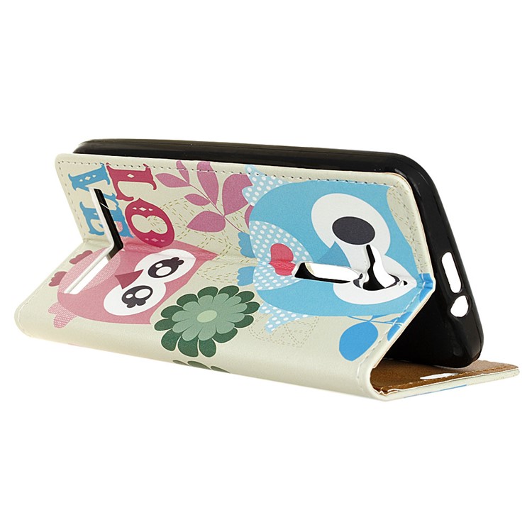 Patterned Leather Card Holder Cover Mobile Accessory for Asus Zenfone Go ZB500KL - Cute Owl Lovers-4