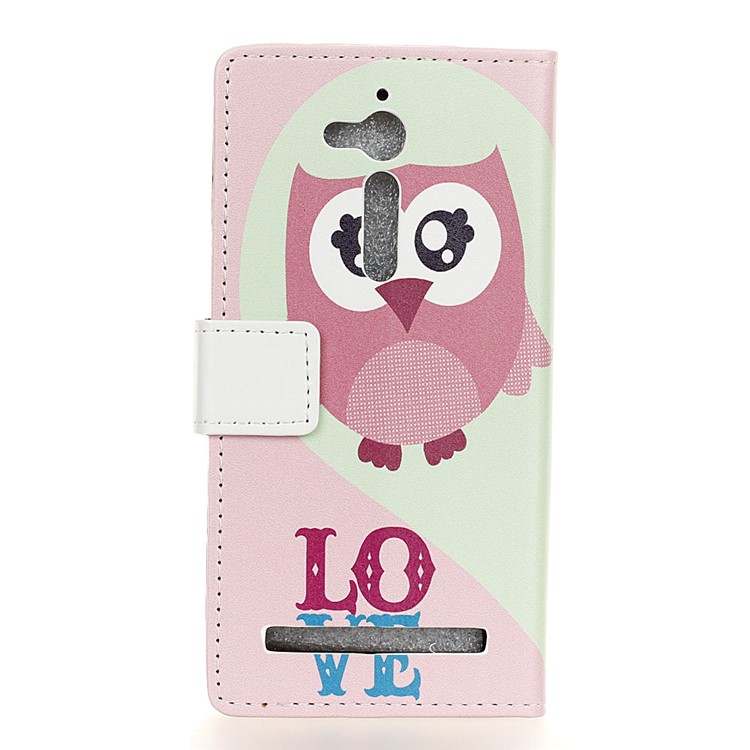 Patterned Leather Card Holder Phone Cover for Asus Zenfone Go ZB500KL - Owl and LOVE-2