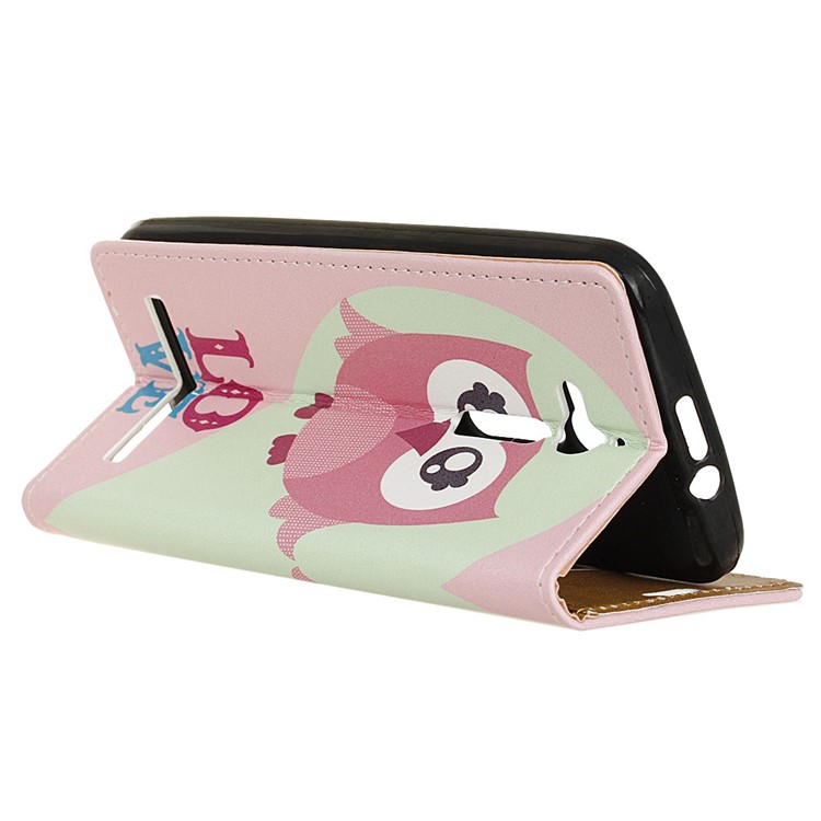 Patterned Leather Card Holder Phone Cover for Asus Zenfone Go ZB500KL - Owl and LOVE-4