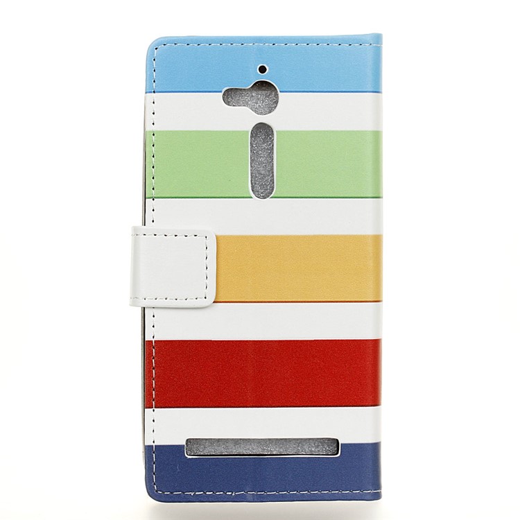 Patterned Leather Wallet Protective Cover for Asus Zenfone Go ZB500KL - Colorized Stripes-2