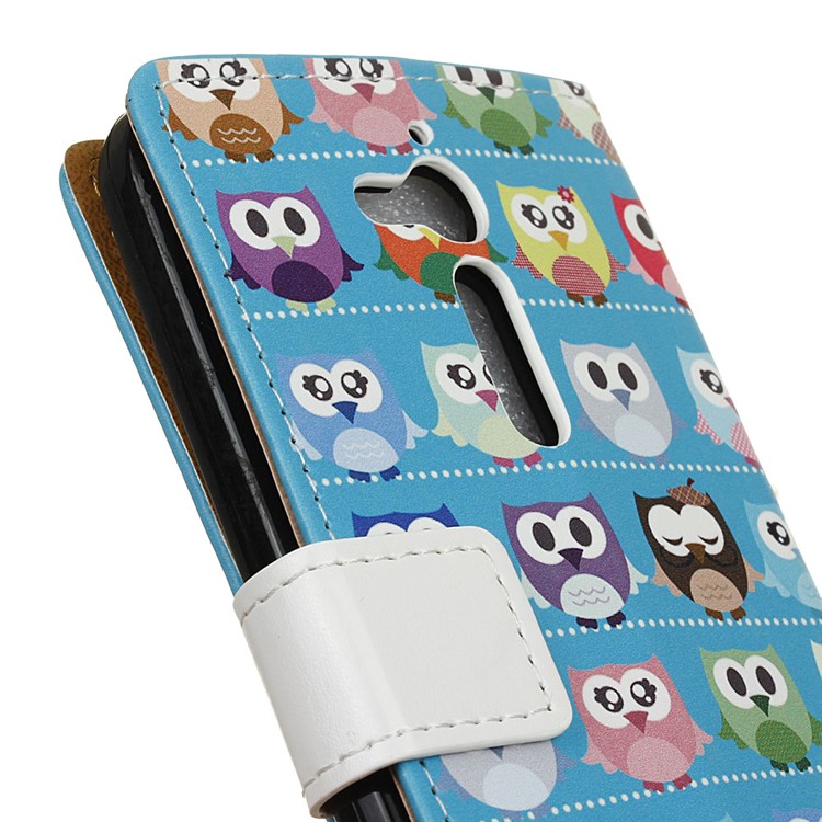 Patterned Leather Wallet Cell Phone Cover for Asus Zenfone Go ZB500KL - Mini Owls Cyan Background-3