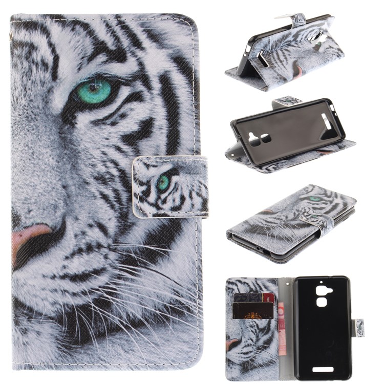 Patterned Leather Wallet Stand Cover Case for Asus Zenfone 3 Max ZC520TL - Tiger-1