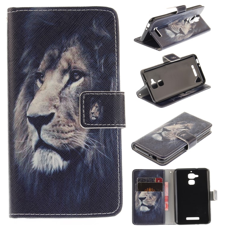 Printing Pattern Wallet Leather Shell for Asus Zenfone 3 Max ZC520TL - Lion-1