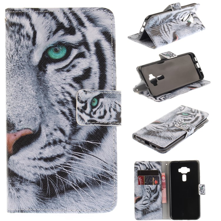 Pattern Printing Wallet Leather Stand Mobile Case for Asus Zenfone 3 ZE520KL - Tiger-1