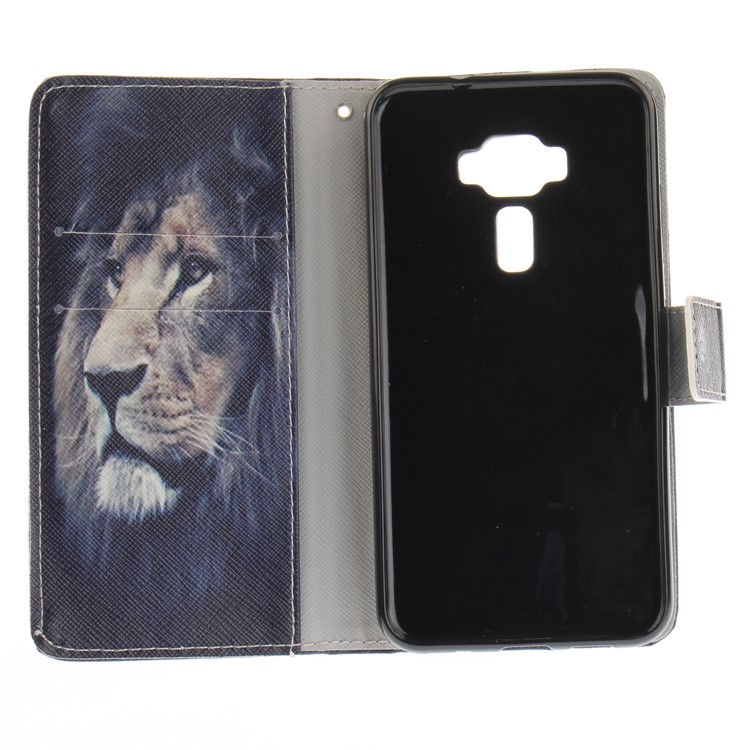 Patterned PU Leather Wallet Cellphone Cover for Asus Zenfone 3 ZE520KL - Lion-10