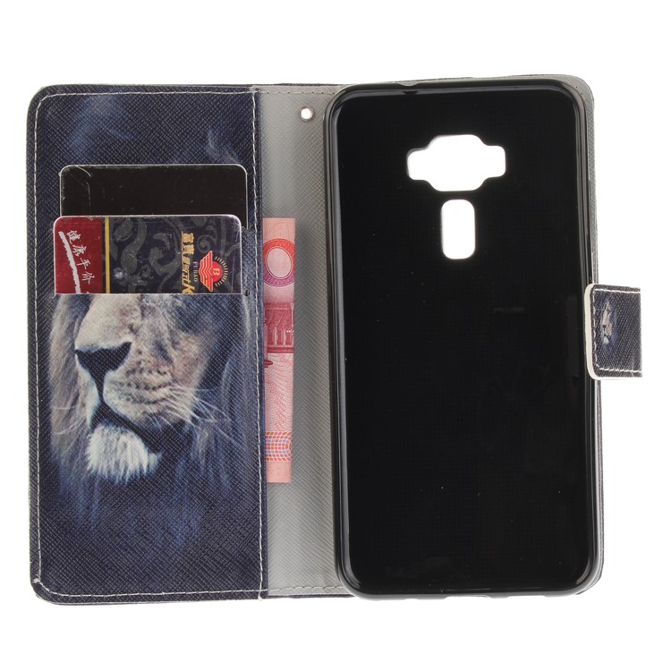 Patterned PU Leather Wallet Cellphone Cover for Asus Zenfone 3 ZE520KL - Lion-9