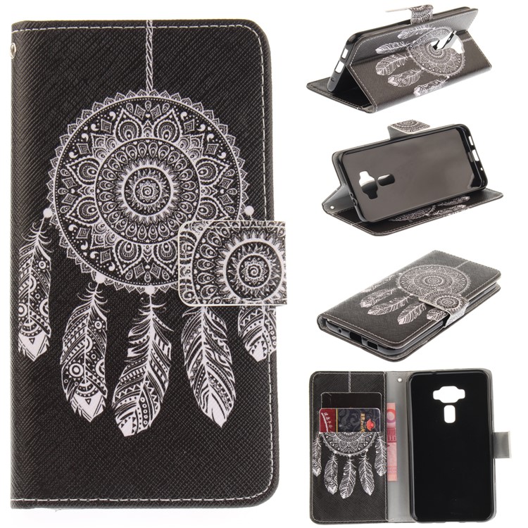 Printing Pattern Leather Wallet Mobile Case Stand for Asus Zenfone 3 ZE520KL - Tribal Dream Catcher-1