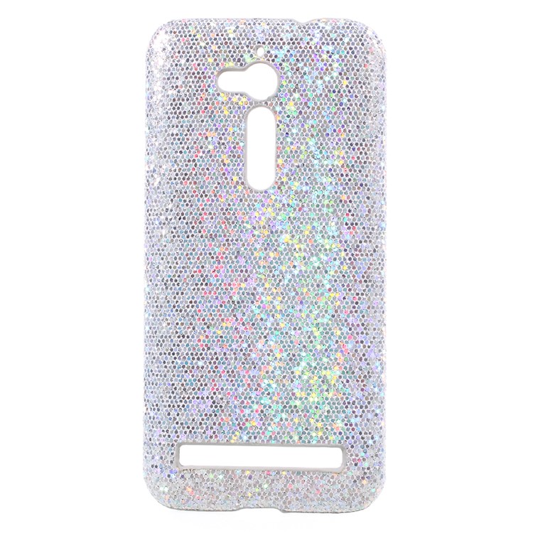 Glitter Sequins Leather Coated PC Shell Case for Asus Zenfone Go ZB500KL - Silver-1