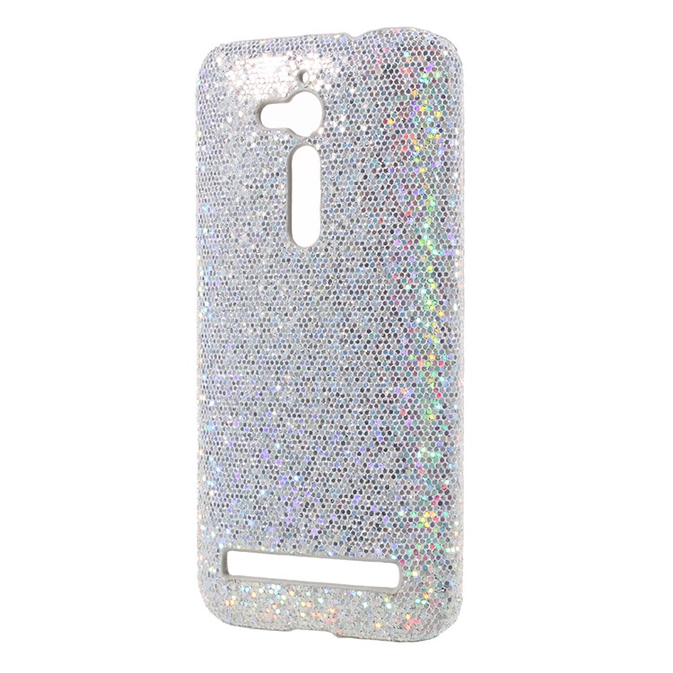 Glitter Sequins Leather Coated PC Shell Case for Asus Zenfone Go ZB500KL - Silver-2