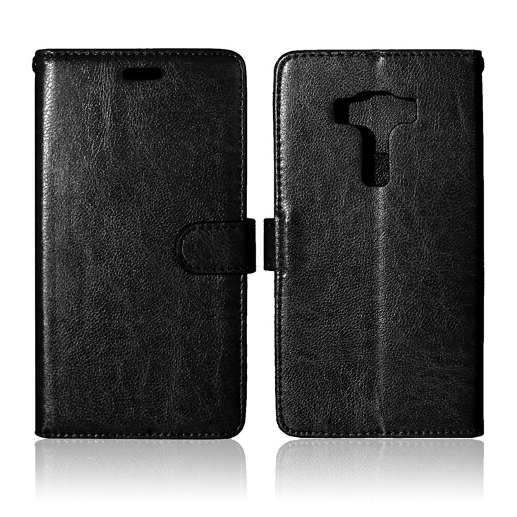 Crazy Horse Leather Wallet Case for Asus Zenfone 3 Deluxe ZS570KL - Black-2