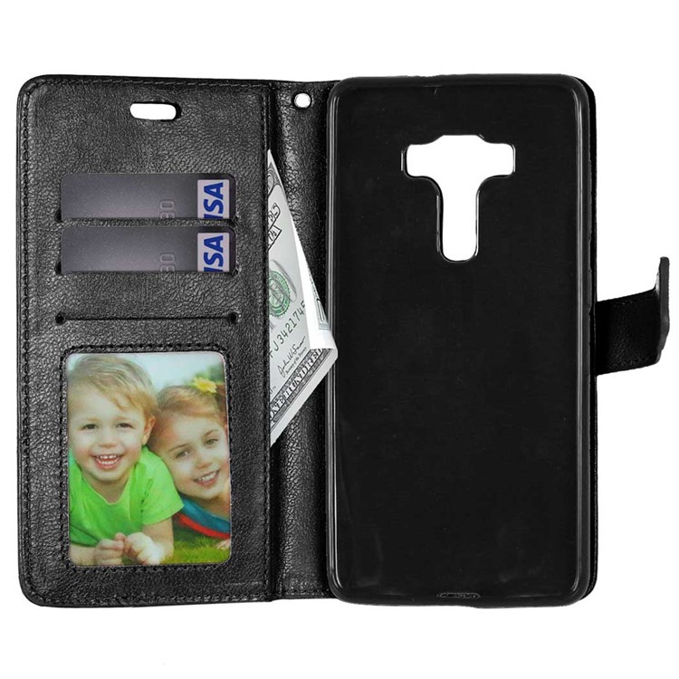 Crazy Horse Leather Wallet Case for Asus Zenfone 3 Deluxe ZS570KL - Black-6