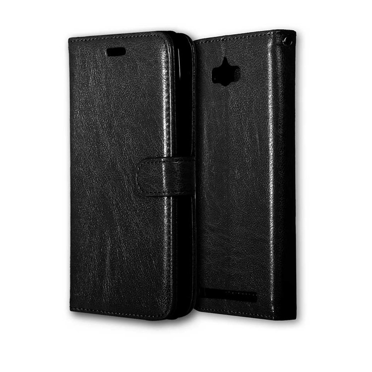 3 Card Slots Crazy Horse Wallet Leather Case Stand for Asus Zenfone Max ZC550KL - Black-3