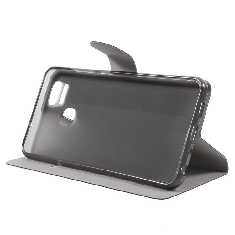 Crazy Horse PU Leather Case Stand for Asus Zenfone 3 Zoom ZE553KL Built-in Steel Sheet - Black-4