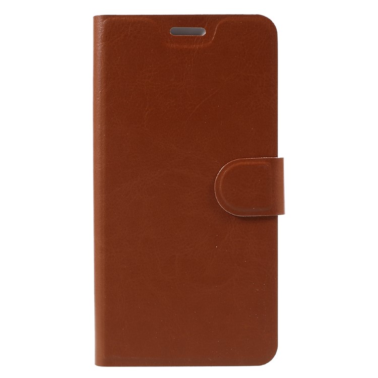 Crazy Horse Leather Cover Stand for Asus Zenfone 3 Zoom ZE553KL Built-in Steel Sheet - Brown