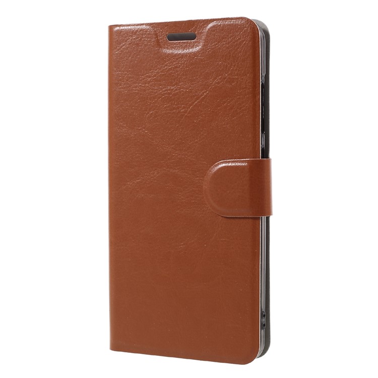 Crazy Horse Leather Cover Stand for Asus Zenfone 3 Zoom ZE553KL Built-in Steel Sheet - Brown-2
