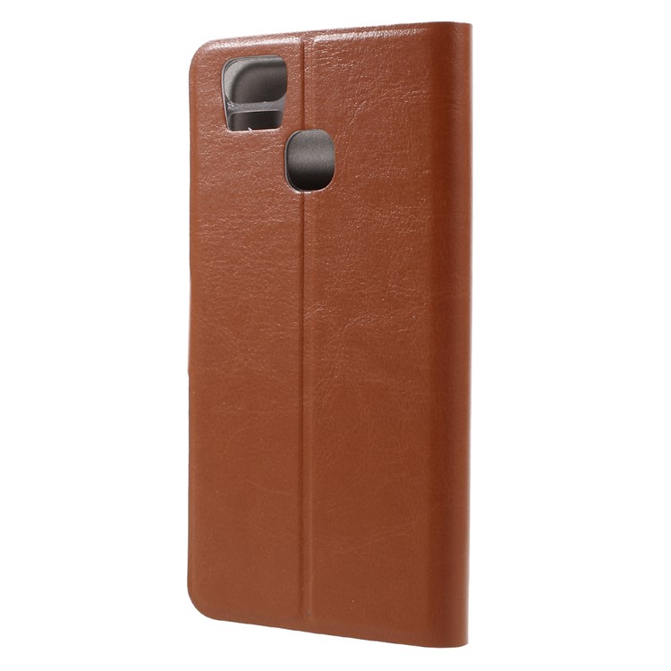 Crazy Horse Leather Cover Stand for Asus Zenfone 3 Zoom ZE553KL Built-in Steel Sheet - Brown-3