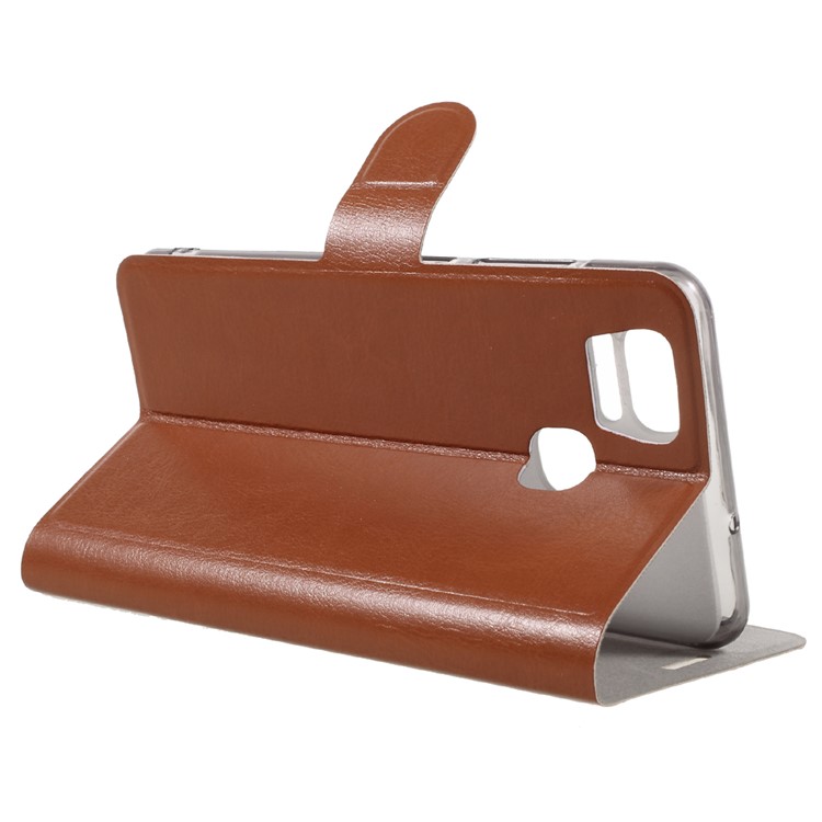Crazy Horse Leather Cover Stand for Asus Zenfone 3 Zoom ZE553KL Built-in Steel Sheet - Brown-5