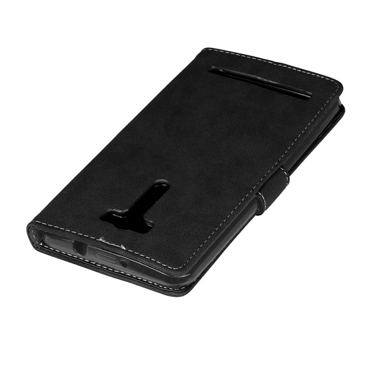 Vintage Matte PU Leather Wallet Case for Asus Zenfone 2 Laser ZE600KL ZK601KL - Black-10