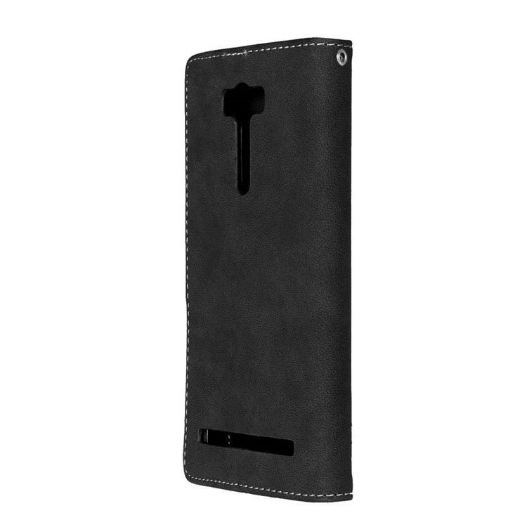 Vintage Matte PU Leather Wallet Case for Asus Zenfone 2 Laser ZE600KL ZK601KL - Black-6