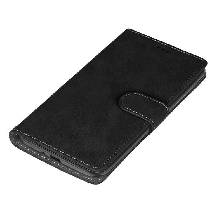 Vintage Matte PU Leather Wallet Case for Asus Zenfone 2 Laser ZE600KL ZK601KL - Black-9
